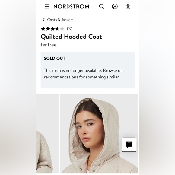 🌳Nordstrom Tentree Maxi Puffer Coat Quilted M/L Hood water resistant - Picture 3 of 15